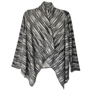 Bobeau Striped One Button Wrap Cardigan Woman's Size Petite Large